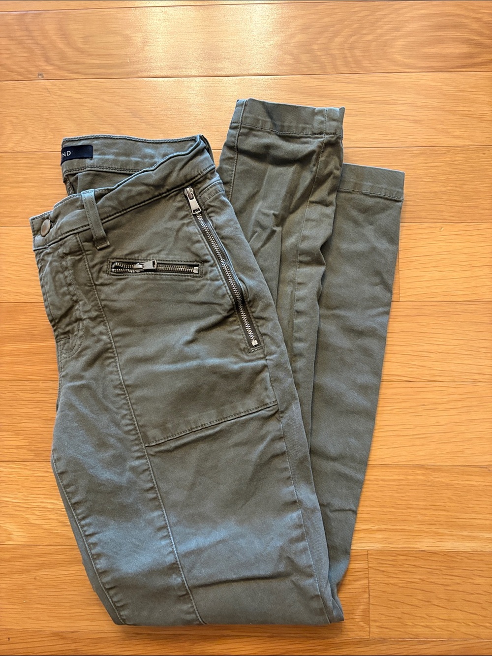 J Brand “Genesis” Olive Green Cargo Skinny Pants with Zip Details